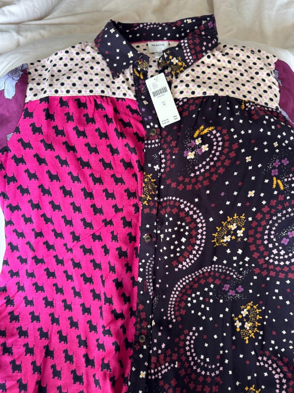 Anthropologie Maeve Mixed Print Button Down Blouse NWT Medium - Picture 2 of 9
